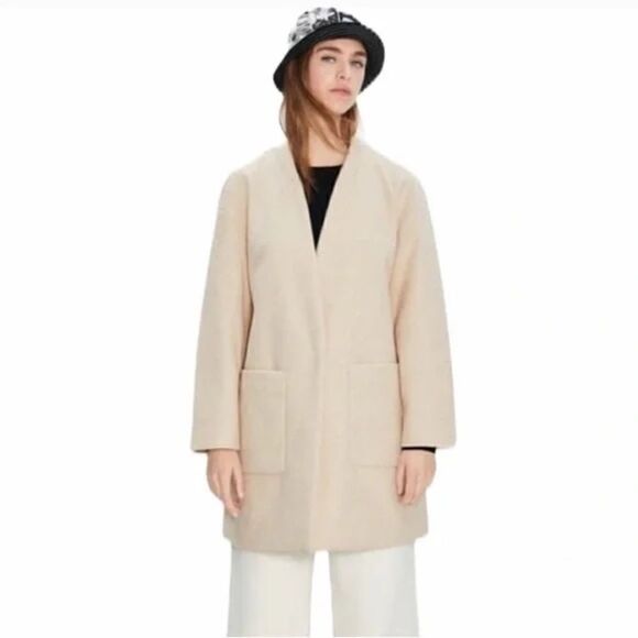 Zara Oversized Collarless Coat - Picture 1 of 4